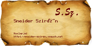 Sneider Szirén névjegykártya